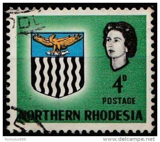 NORTHERN RHODESIA SG79/SACC79 4d USED WITH VARIETY UPWARD SHIFT OF BLUE OUT OF BOX