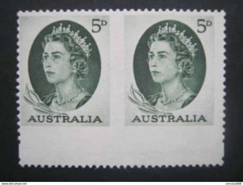 AUSTRALIA - 1963 DEFINITIVE 5d GREEN - IMPERFORATED BETWEEN PAIR