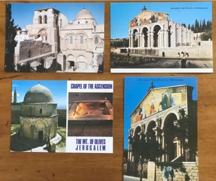 POSTCARDS x 4 ISRAEL CHURCHES RELIGION JERUSALEM GETHSEMANE CHAPEL of the ASCENSION HOLY SEPULCHRE.