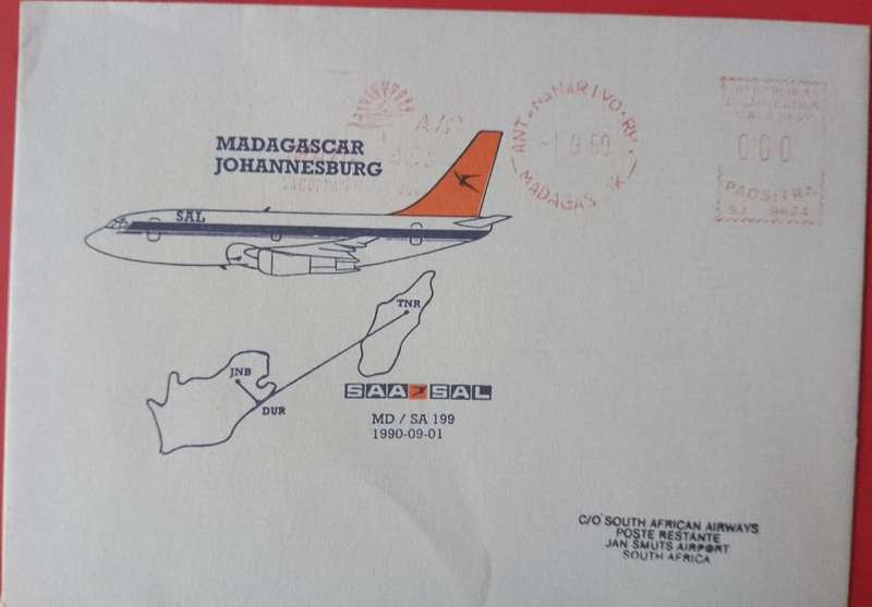 SAA FIRST FLIGHT MADAGASCAR-JHB 1990