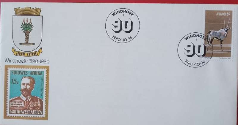 SWA COMMEMORATIVE COVER 1980 90th ANNIVERSARY OF WINDHOEK