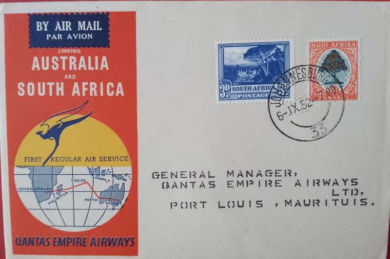 QANTAS FIRST FLIGHT JHB-MAURITUIS 1952