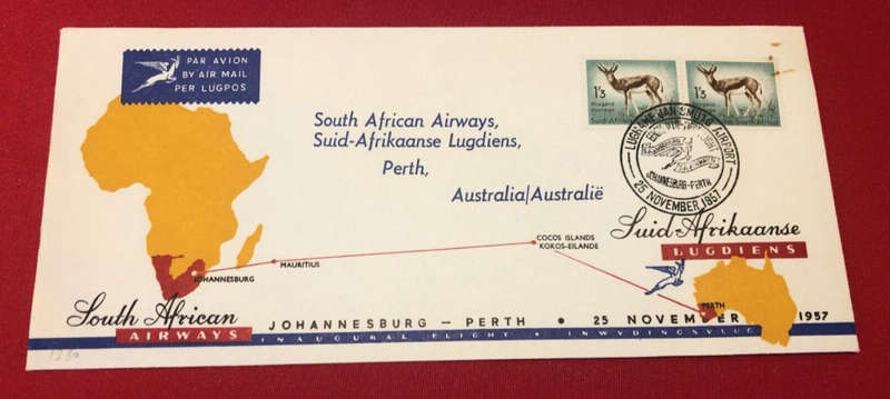 SAA FIRST FLIGHT JHB -PERTH AUSTRALIA 1957