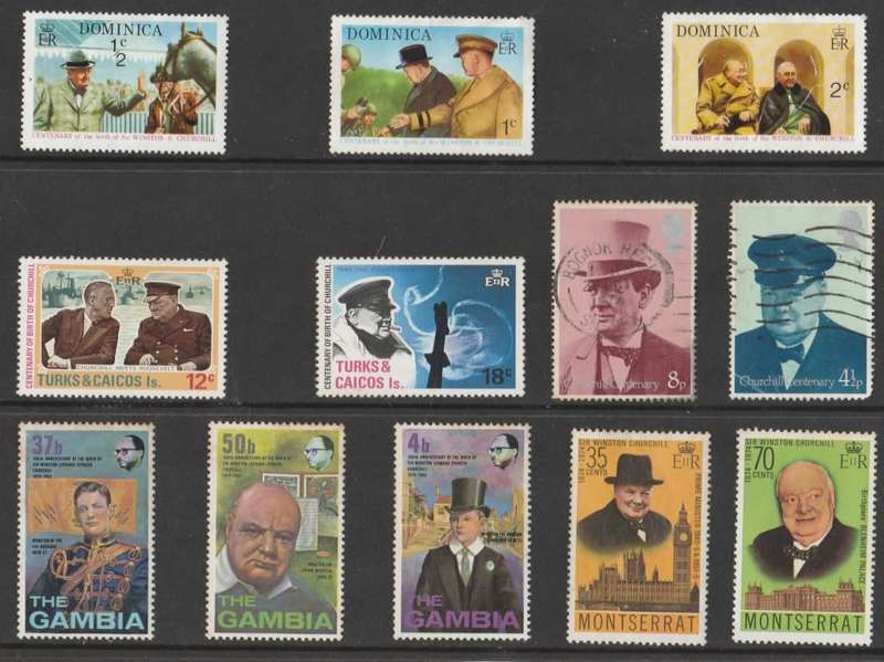 CHURCHILL GREAT BRITAIN/COMMONWEALTH X12 STAMPS