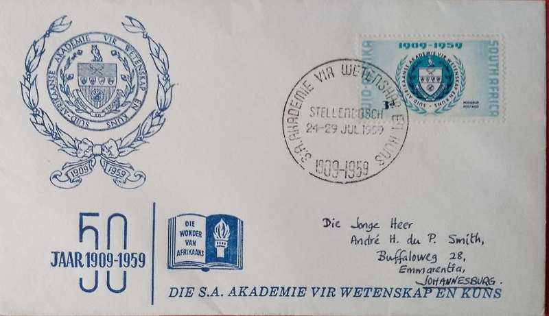 UNION SA 1959 ACADEMY SCIENCE AND ART FDC