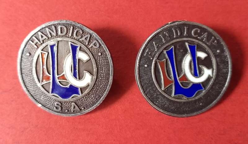VINTAGE SILVER & ENAMEL LADIES GOLF UNION LGU HANDICAP BADGE X2