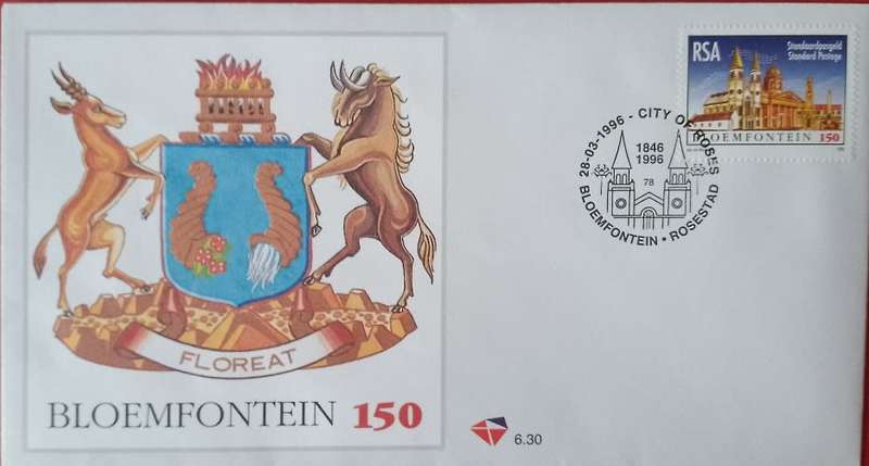 RSA BLOEMFONTEIN COVER 150 YEARS OLD  1998
