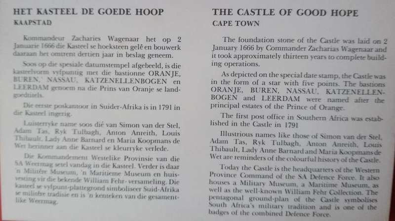 RSA CASTLE OF GOOD HOPE CAPETOWN SIGNED