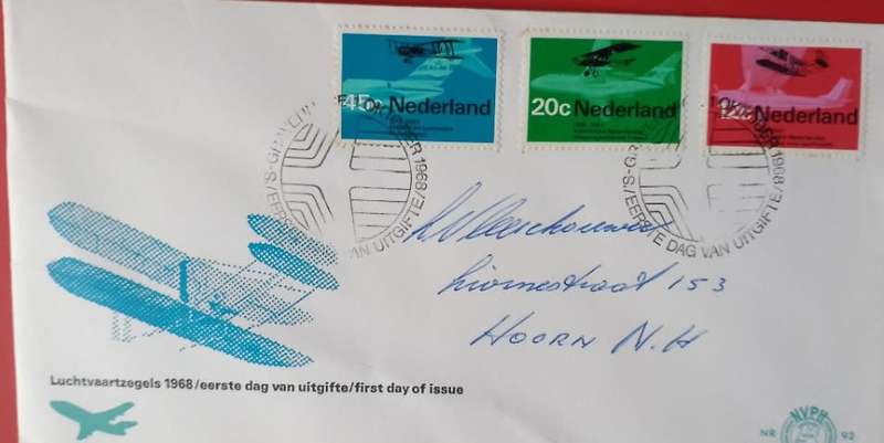Nederland 1968 Planes Aviation Anniversaries set of 3 on NVPH FDC