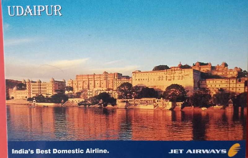 POST CARD INDIA JET AIRWAYS UDAIPUR INDIAS BEST DOMESTIC AIRLINES