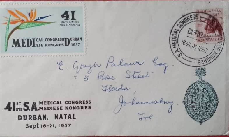 UNION FDC 41ST SA MEDICAL CONGRESS 1957