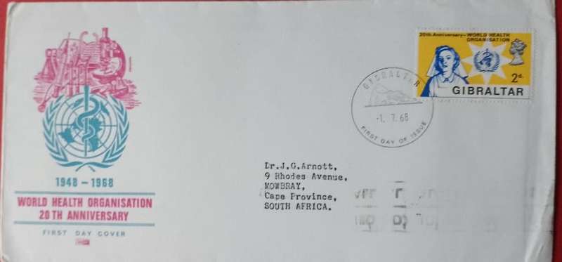 GIBRALTAR WORLD HEALTH 20TH ANNIVERSARY FDC 1968