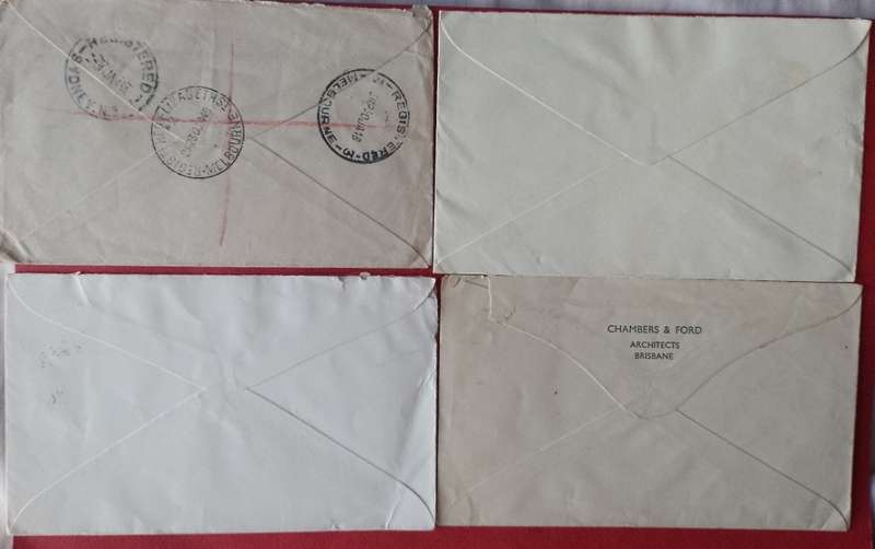 AUSTRALIA FDCS PRIVATE ISSUE 1949/57 X4 SENT TO SOUTH AFRICA