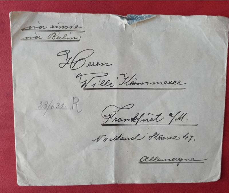 PERSIA ( IRAN) REZA SHAH 7 STAMPS ON COVER 23/6/31 FRANKFURT.GERMAN -MECHEO,IRAN-SCARCE