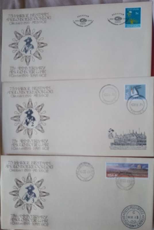 RSA SET OF 6 FDCS 1974  OF THE 75TH ANNIVERSARY OF ANGLO BOER WAR-SELDOM SEEN