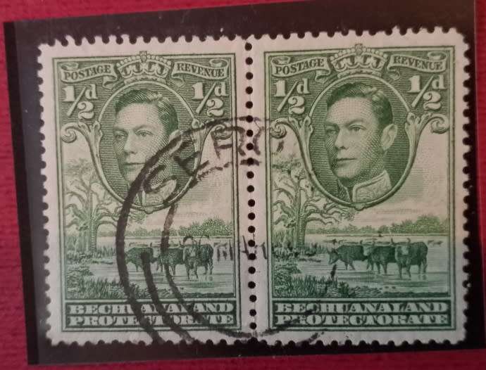 BECHUANALAND #113 1/2d GREEN PAIR 1938 USED