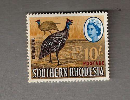 Southern Rhodesia 1964 10/- tail feather flaw MH
