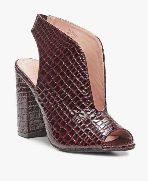 BLOCK HEELS -BURGUNDY -UK 4