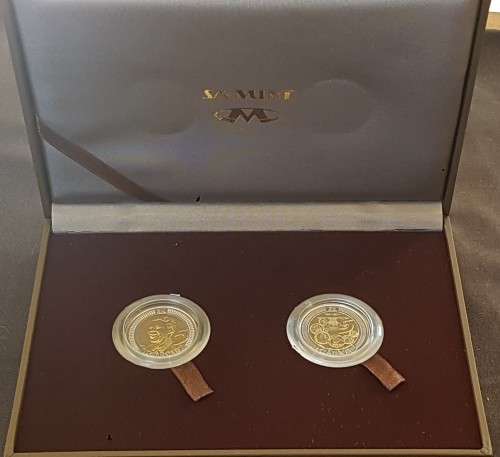 MANDELA COMMEMORATIVE SET R5 2008 UNC AND SARB R5 UNC