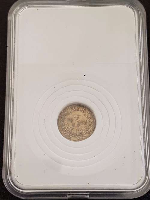 ZAR KRUGER 1896 THREE PENCE 3D IN SLAB