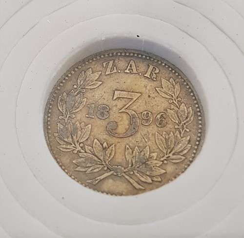 ZAR KRUGER 1896 THREE PENCE 3D IN SLAB