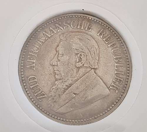 ZAR KRUGER 1896 HALF CROWN IN SLAB