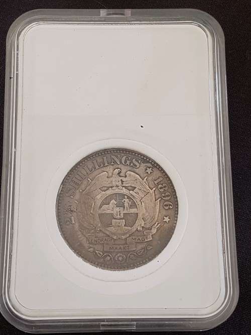 ZAR KRUGER 1896 HALF CROWN IN SLAB