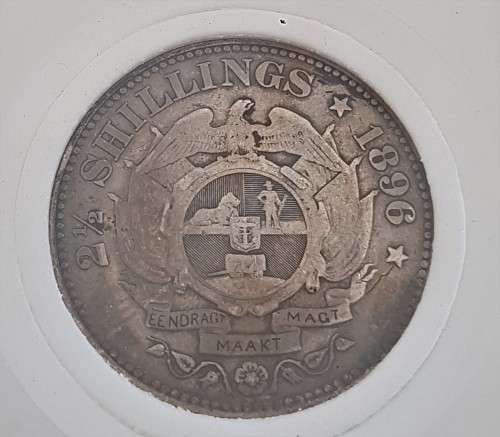 ZAR KRUGER 1896 HALF CROWN IN SLAB