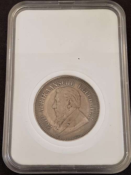 ZAR KRUGER 1896 HALF CROWN IN SLAB