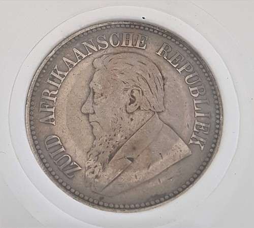 ZAR KRUGER 1896 HALF CROWN IN SLAB