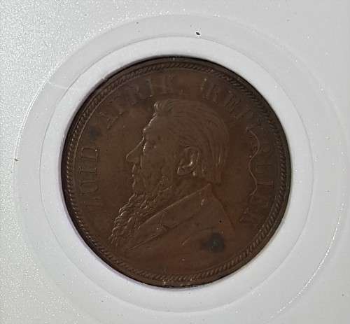 ZAR KRUGER 1892 PENNY IN SLAB *HAVE A LOOK*