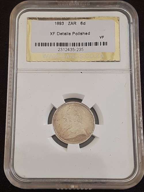 1893 6D GRADED XF DETAILS *KEYDATE*