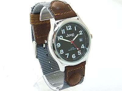 JEEP Mens Watch Grey Webbing 50m NEW