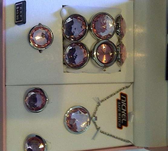 Brand New Ladies Pink Watch Gift set with necklace, ring and earrings