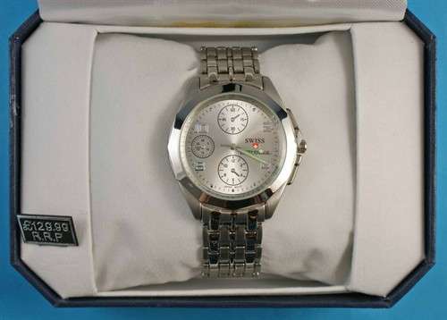 Brand New Mens SWISS Explorer watch - Silver face - NO RESERVE - BARGAIN