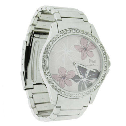 Brand New Ladies Silver Terrain watch with Lilac flower design- NO RESERVE - BARGAIN