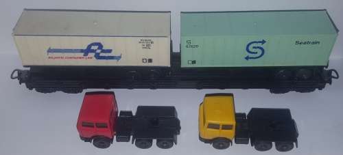 LIMA HO Containers/Trucks Carrier Lowbed Set
