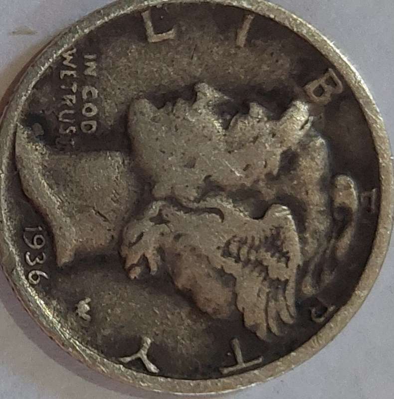 1936 US Mercury Dime 90% Silver