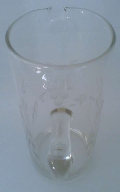 Tall Glass Etched Pitcher (Grape and leaf design)