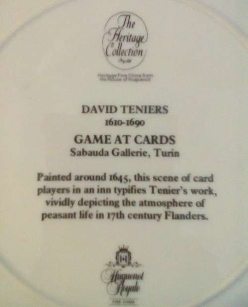 The Heritage Collection - Huguenot Royal -David Teniers 1610 - 1690 GAME AT CARDS Plate