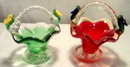 Vintage Small Glass Baskets - Amazing detail