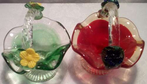Vintage Small Glass Baskets - Amazing detail