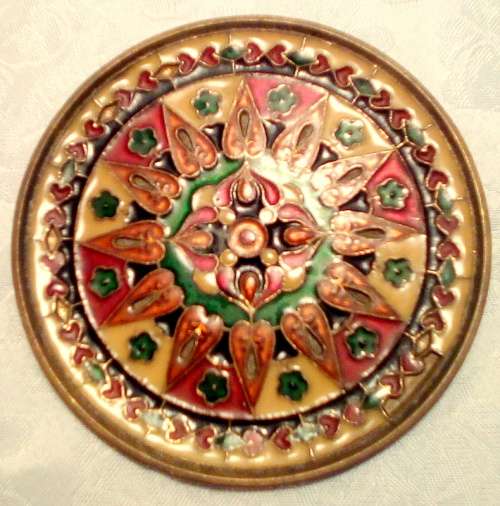 Unusual little metal colourful wall plate