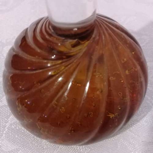 Vintage amber bud vase with bubble stem