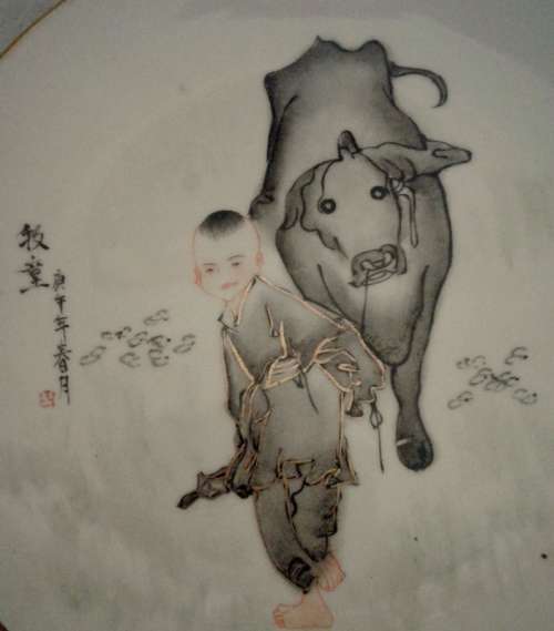 Two vintage Oriental plates. Some aging but lovely display pieces