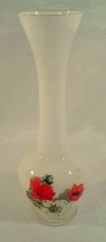 Vintage White Transfer Glass Vase