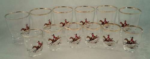 1960's retro Hunting Scene glasses