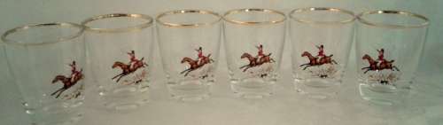 1960's retro Hunting Scene glasses