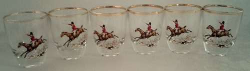1960's retro Hunting Scene glasses
