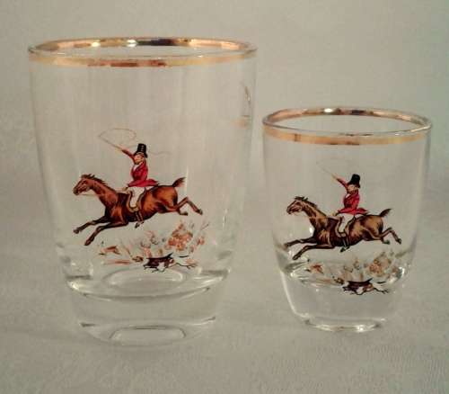 1960's retro Hunting Scene glasses